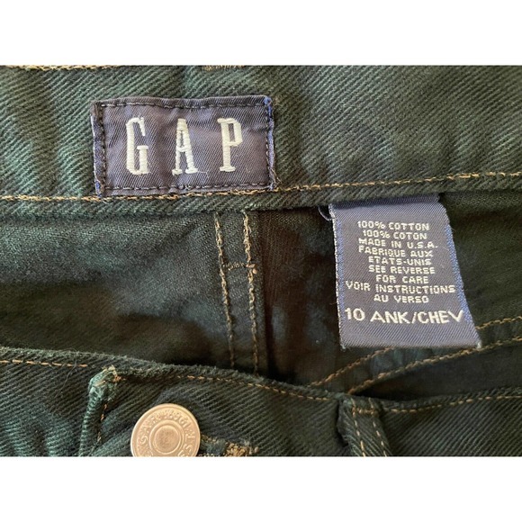 Vintage 90s Y2K GAP Dark Green Jeans Women's Size 10 Ankle High Rise Tapered USA - Picture 6 of 7